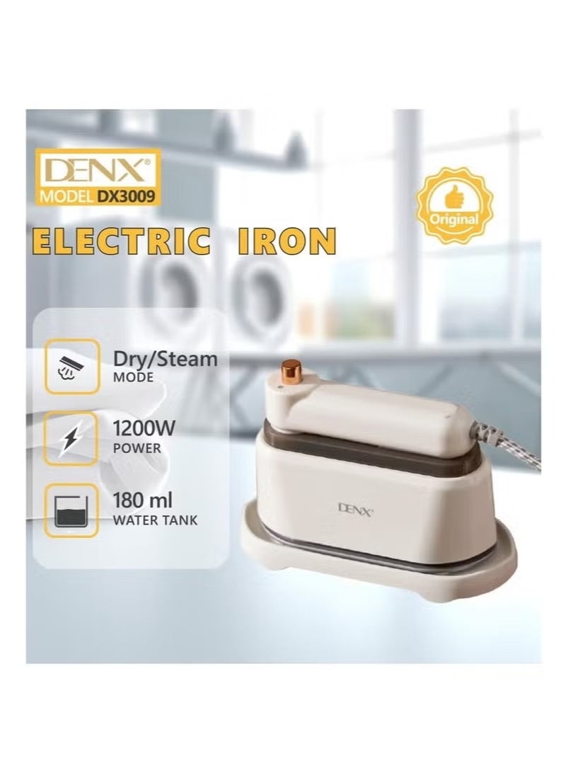 Denx Portable 2-in-1 Electric Iron with 180ml Steam Tank, Fast Heat, Vertical & Horizontal Use, Thermal Safety, Mini Travel Iron for Shirts, Abayas, Suits, Curtains, Quick Wrinkle Removal - Image 2